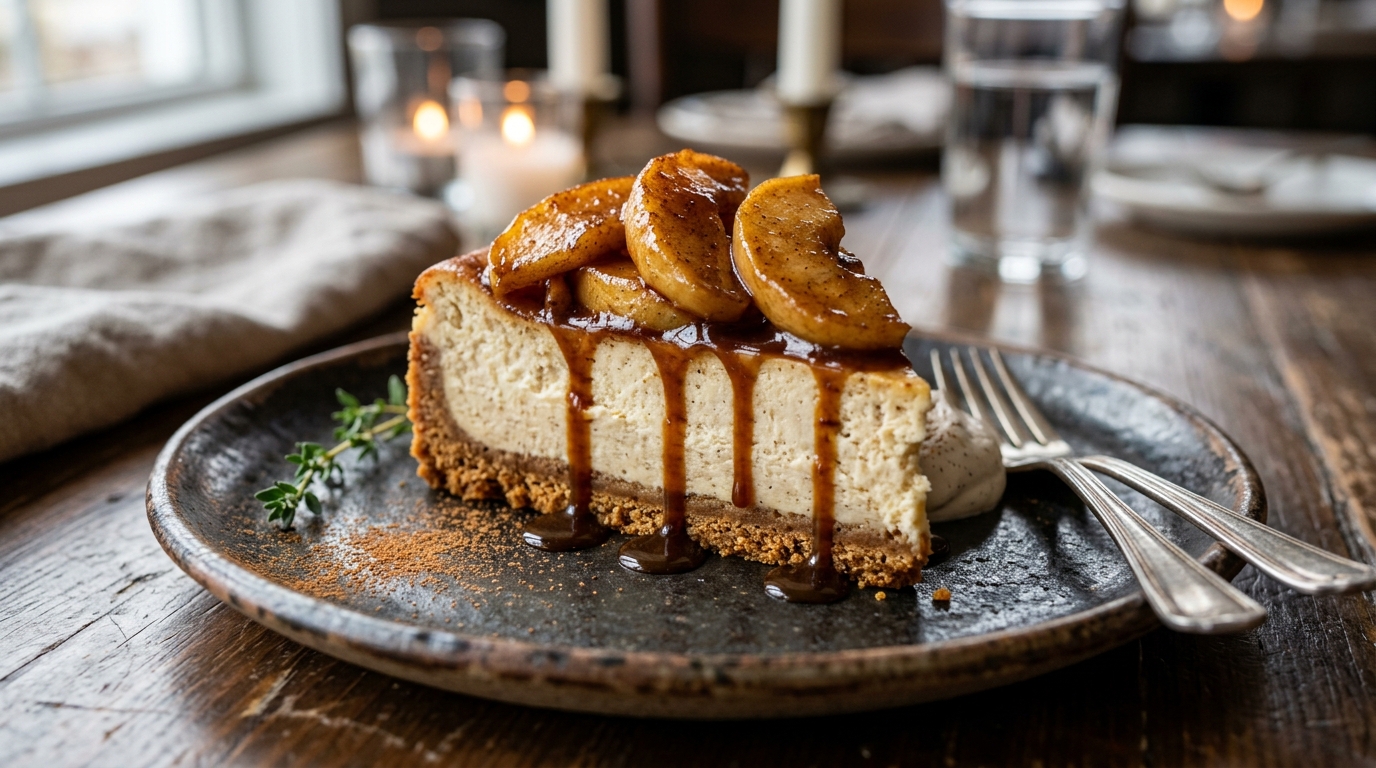 Apple Pie Cheesecake in a Ginger Crust
