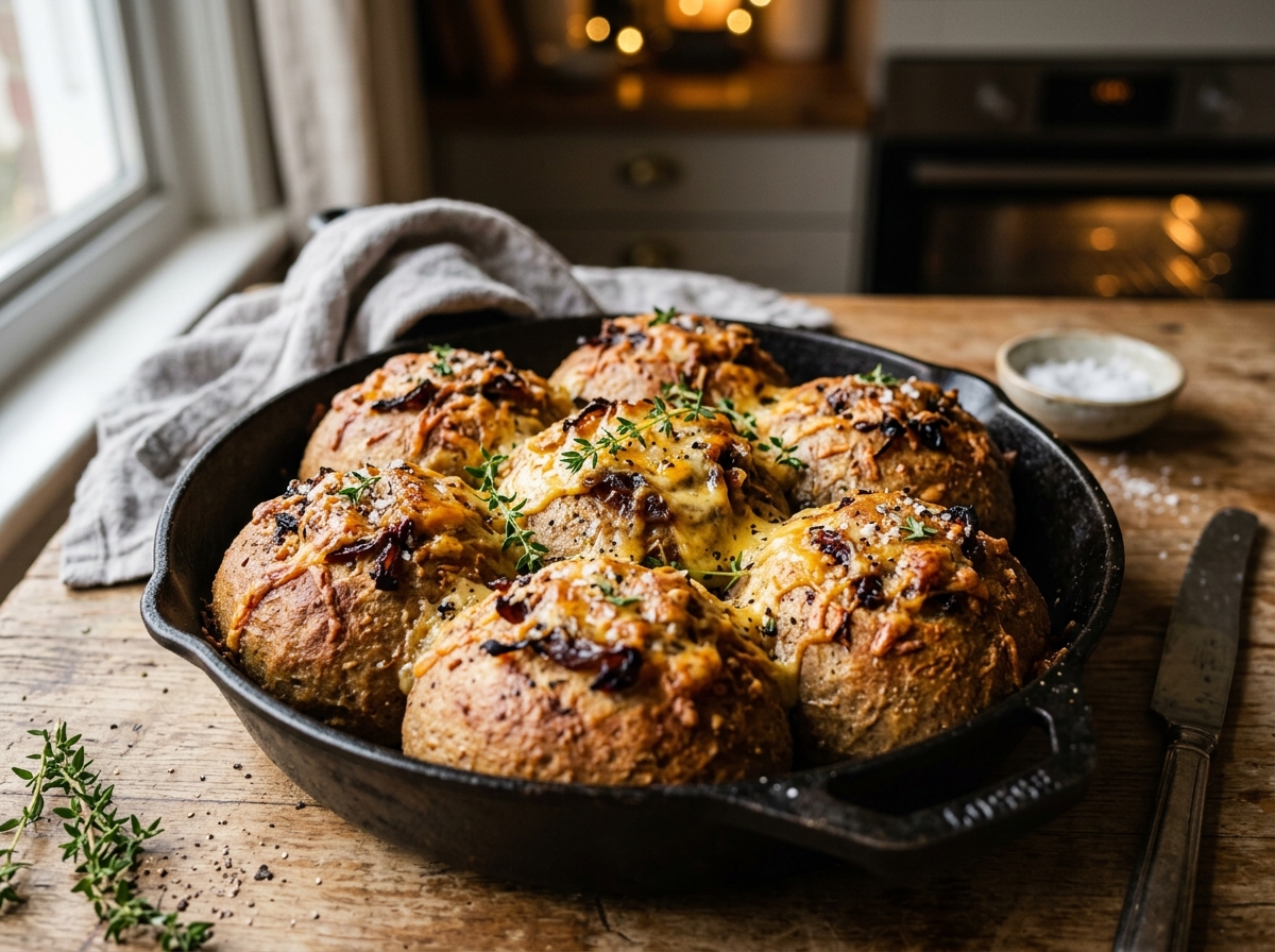 Cheddar and Onion Rye Rolls